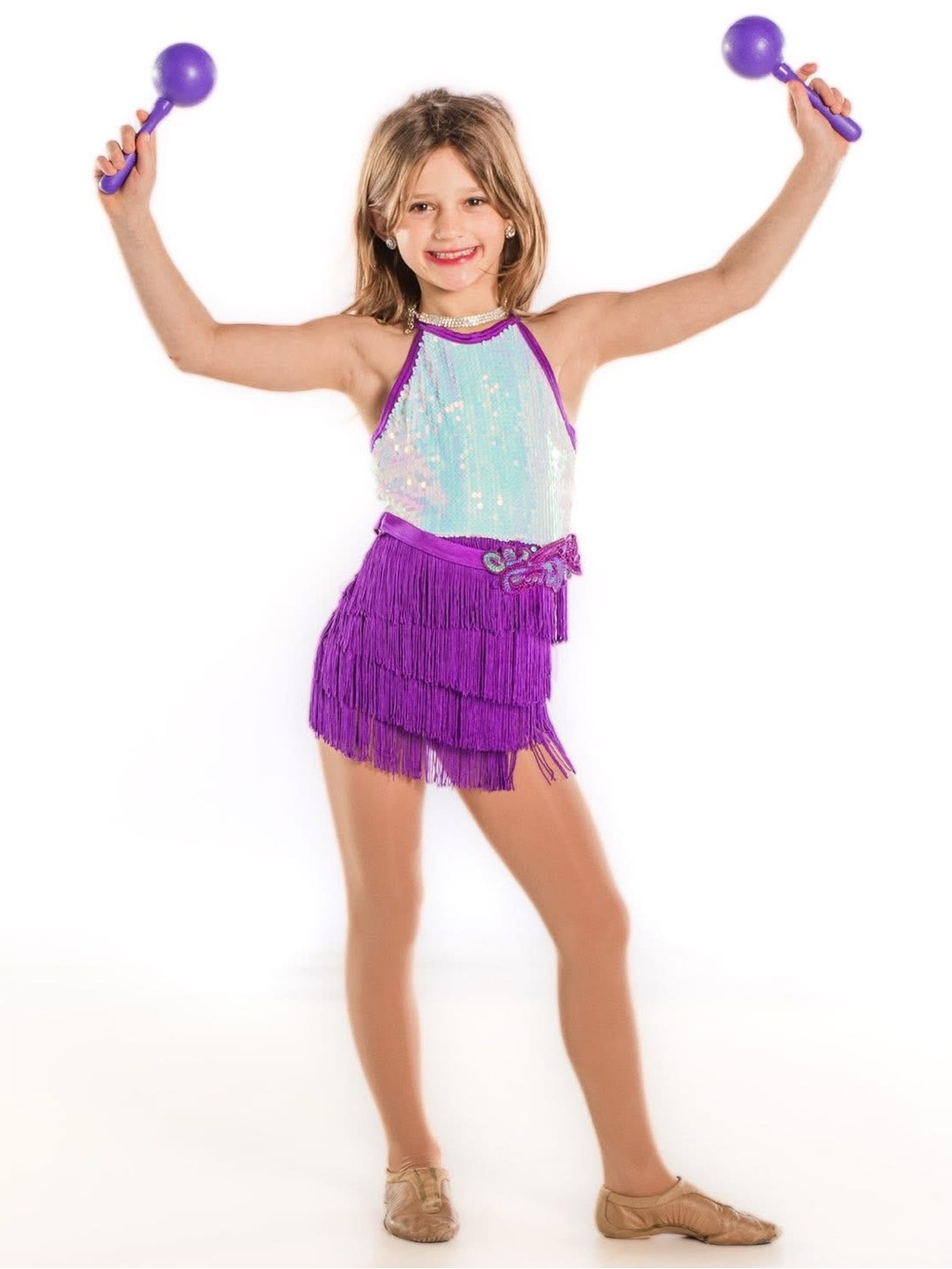 Weissman Purple Fringe Dance Costume